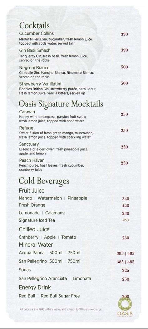 oasis solaire|Oasis Garden Cafe Solaire Menu and Prices .